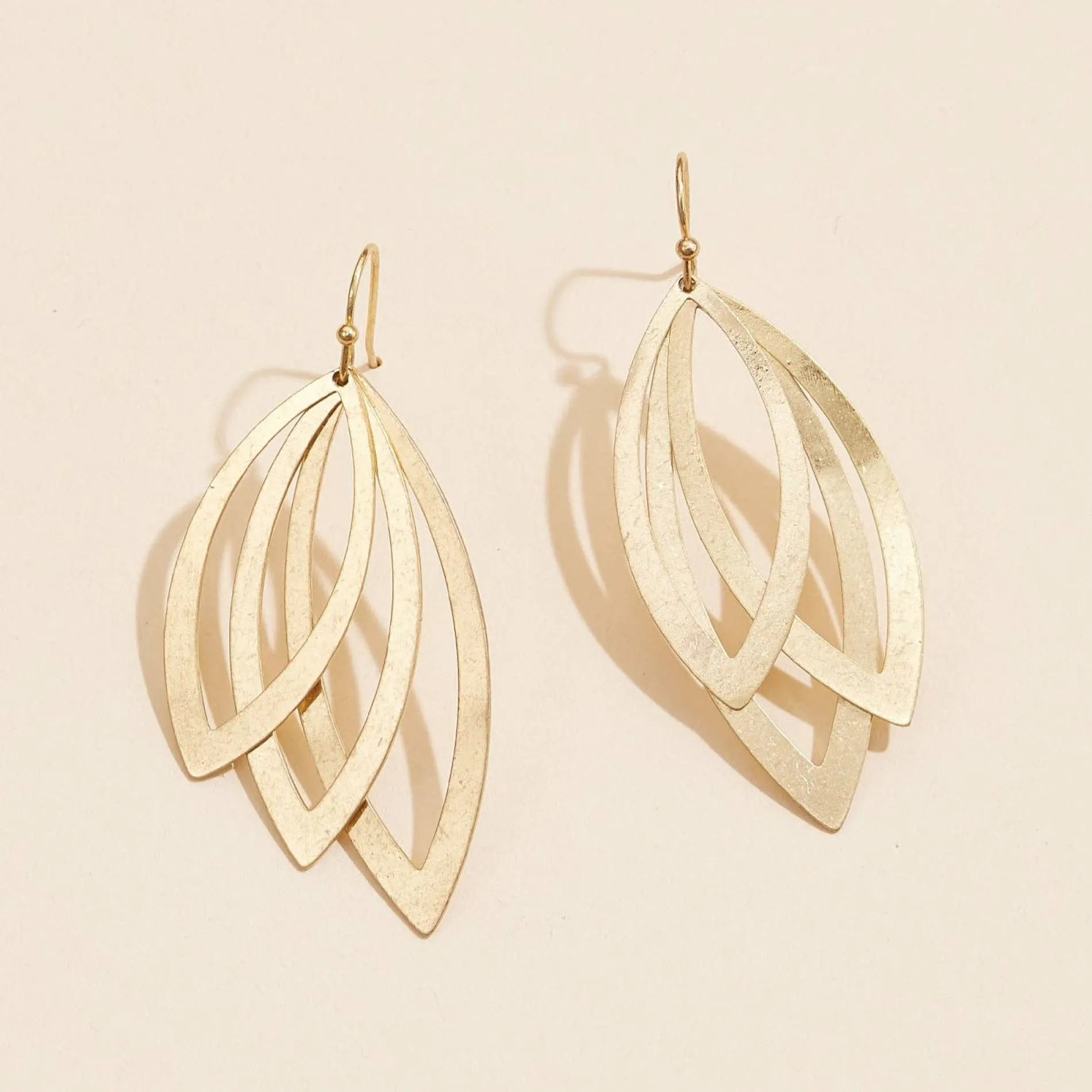 Layered Leaf Metal Earrings