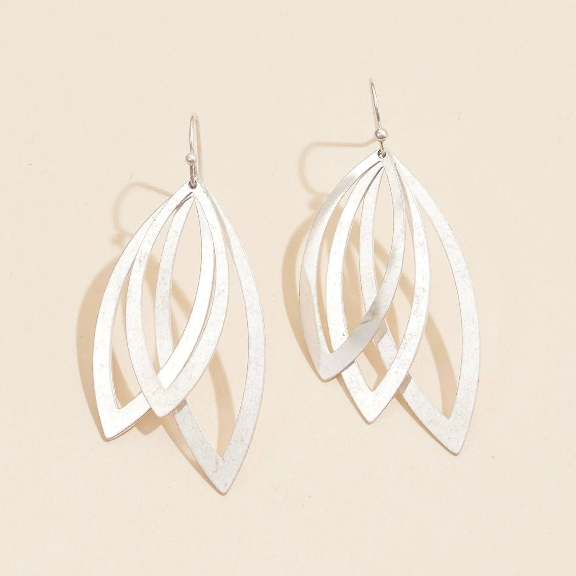 Layered Leaf Metal Earrings