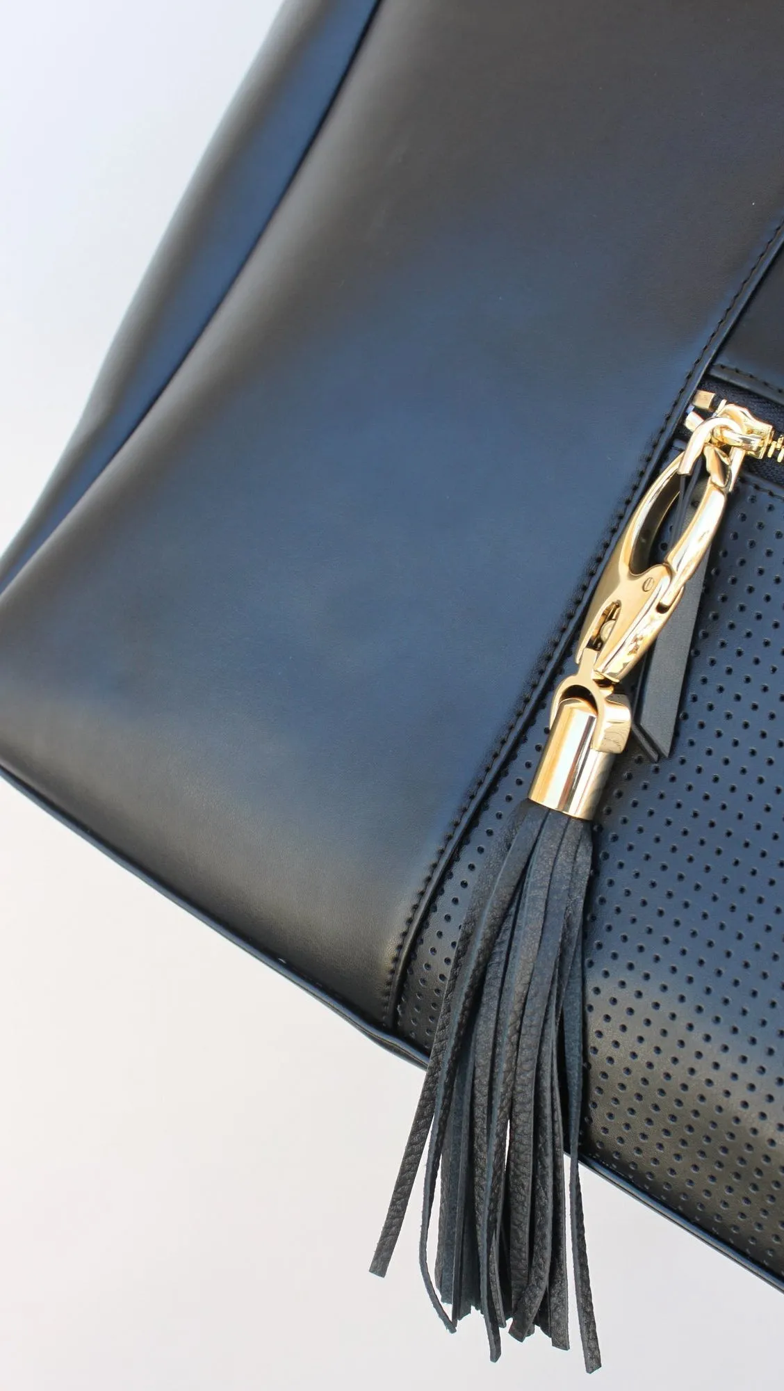Leather Tassel - Black and Gold