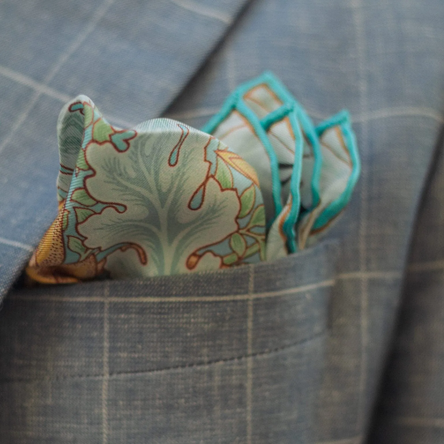 Londra - Silk Pocket Square - Aqua