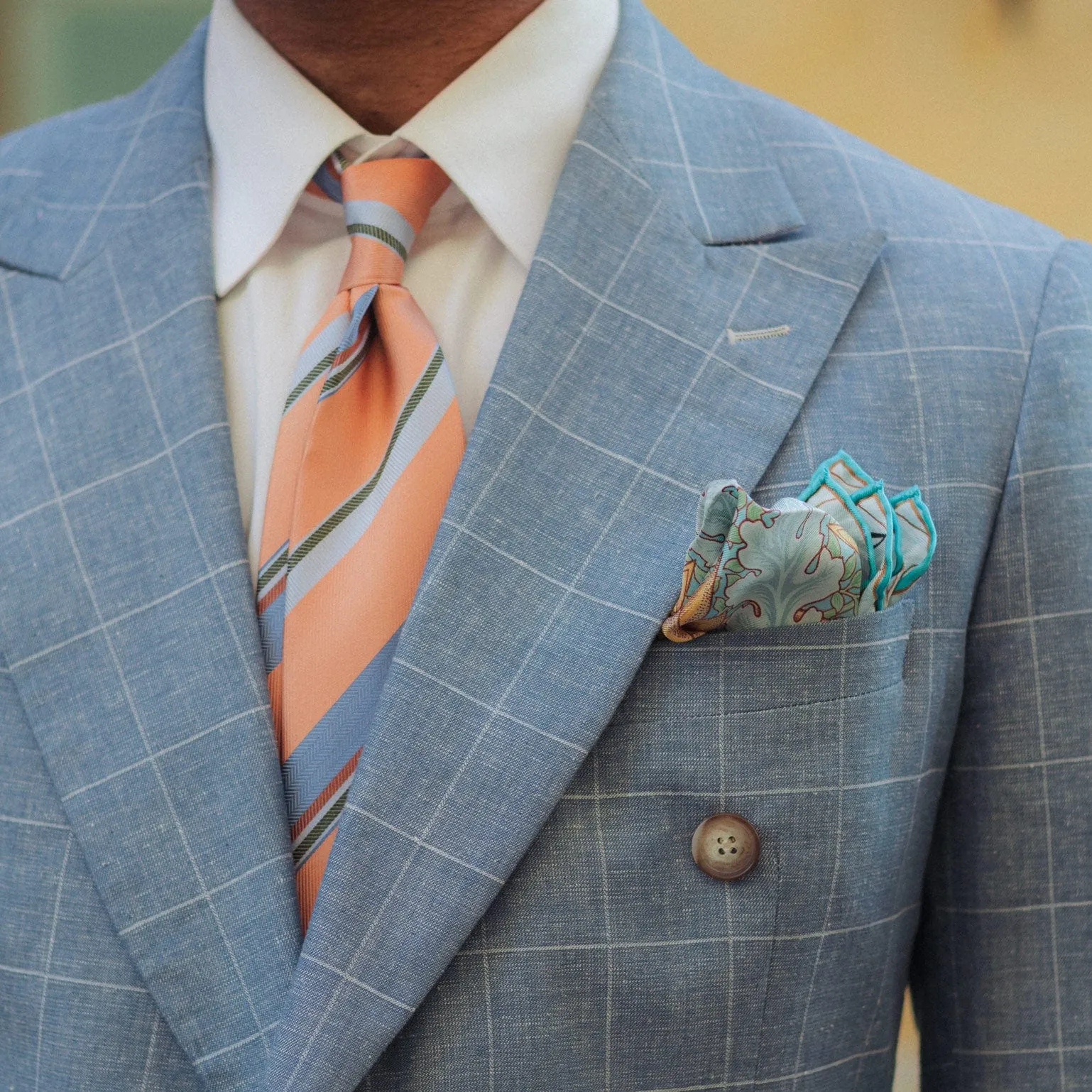 Londra - Silk Pocket Square - Aqua