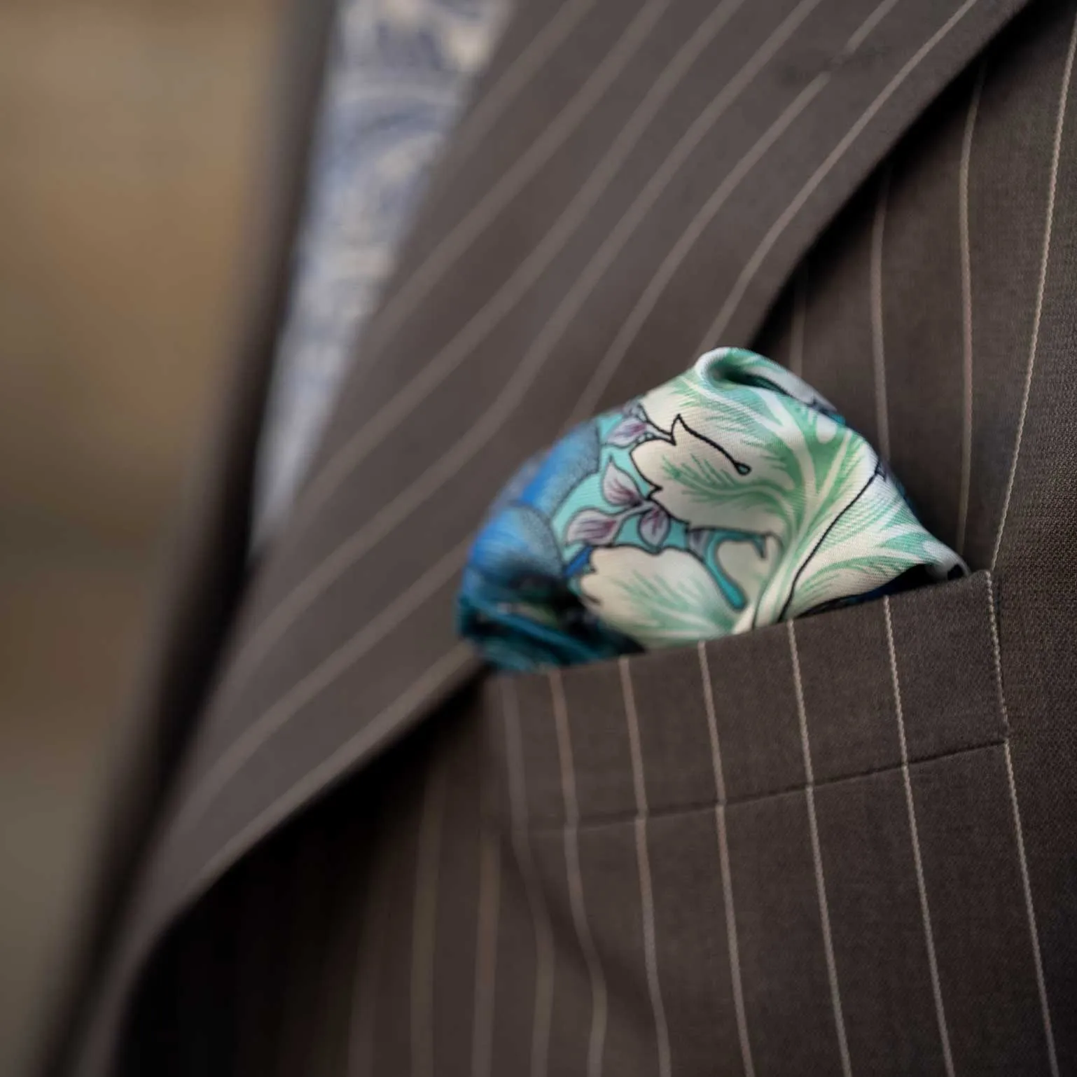 Londra - Silk Pocket Square - Blue and Mint