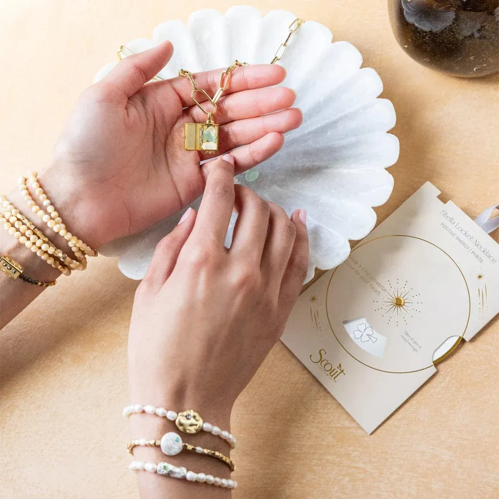 Love Stella Locket Necklace with Rose Quartz