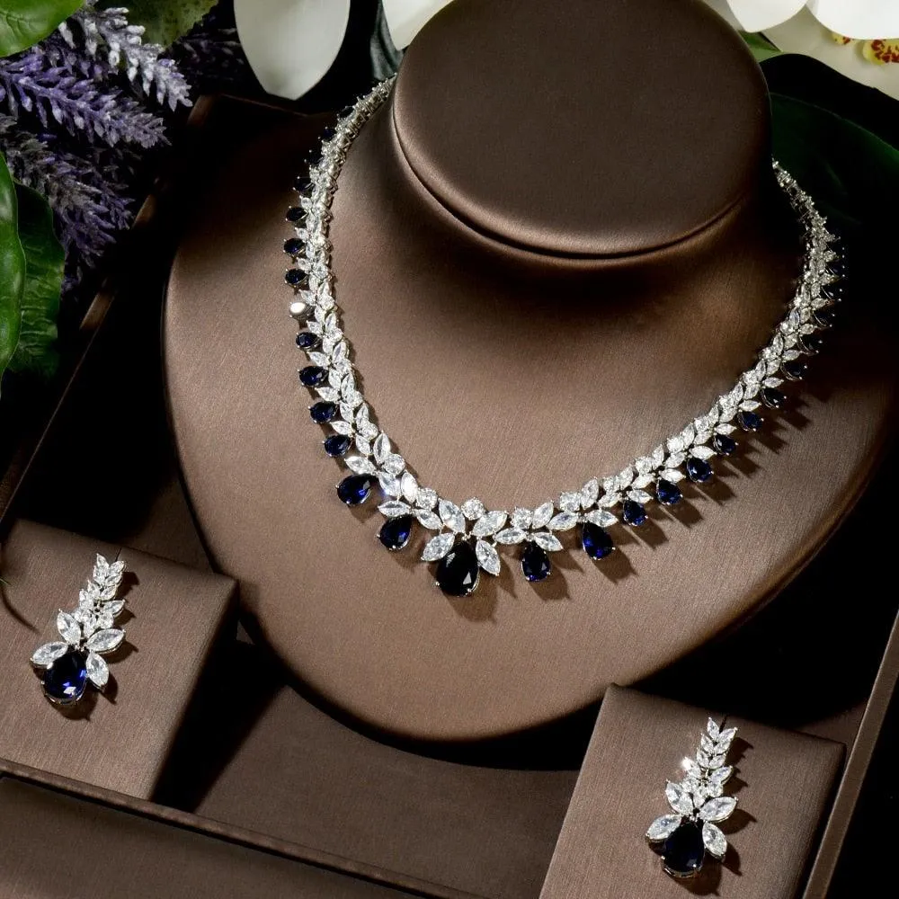 Lovely Fashion Teardrop AAA  Cubic Zirconia Diamonds Necklace Set