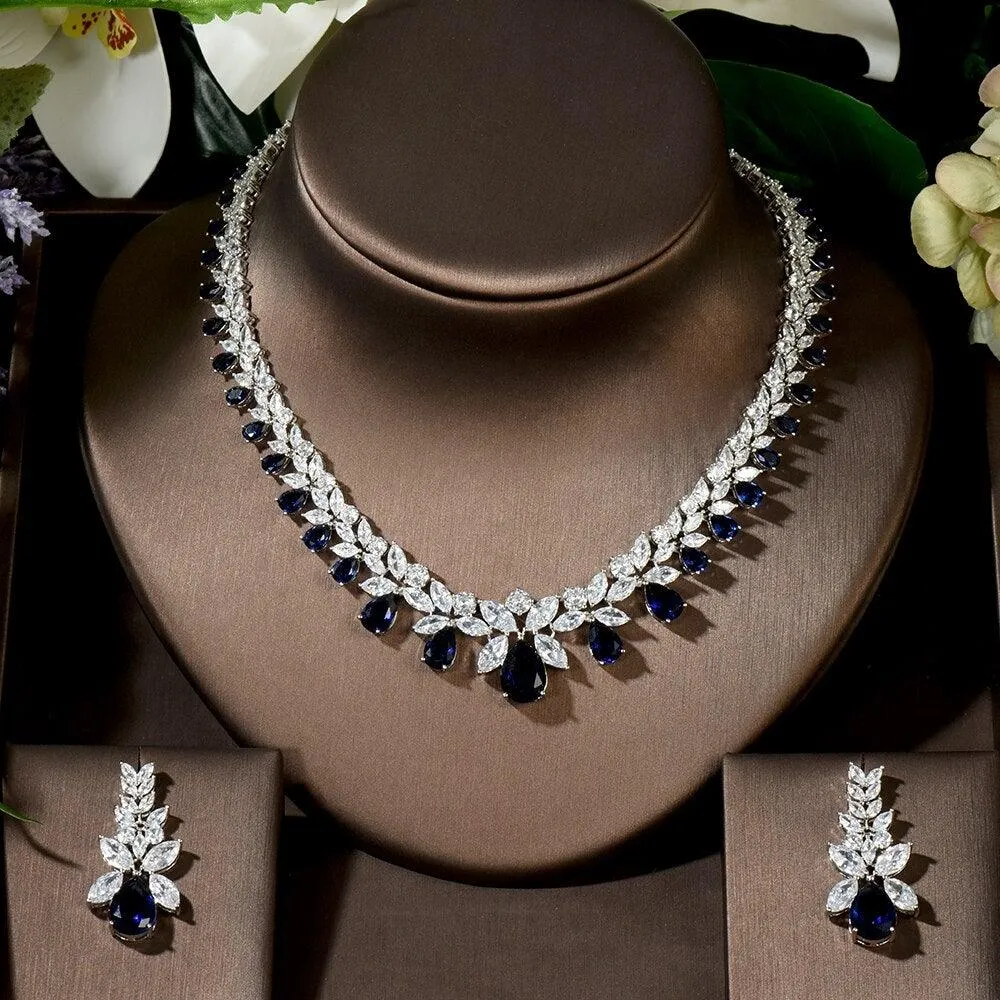 Lovely Fashion Teardrop AAA  Cubic Zirconia Diamonds Necklace Set