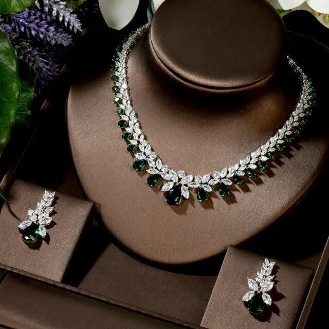 Lovely Fashion Teardrop AAA  Cubic Zirconia Diamonds Necklace Set