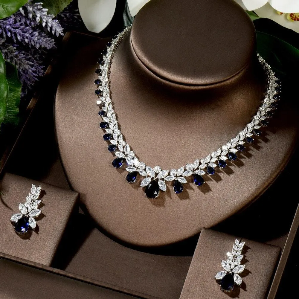 Lovely Fashion Teardrop AAA  Cubic Zirconia Diamonds Necklace Set