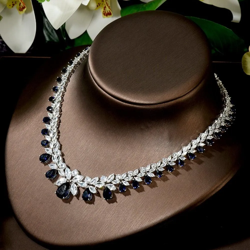 Lovely Fashion Teardrop AAA  Cubic Zirconia Diamonds Necklace Set