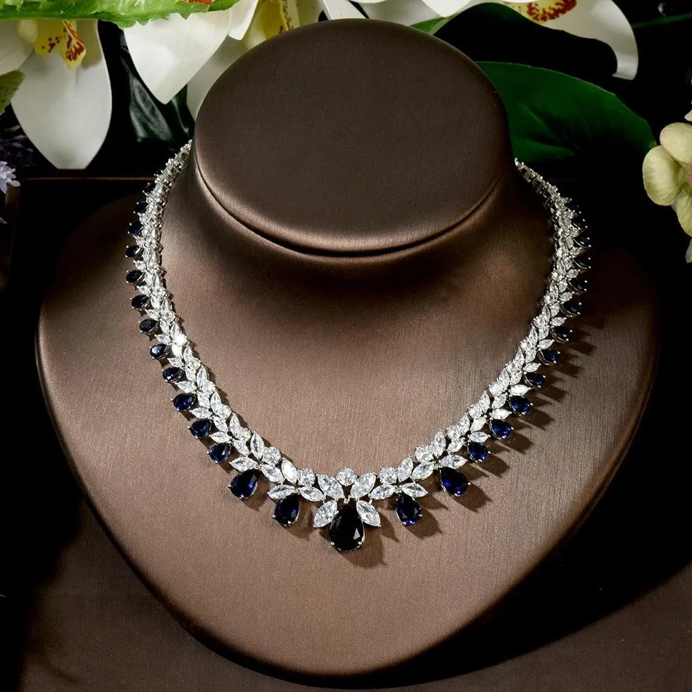 Lovely Fashion Teardrop AAA  Cubic Zirconia Diamonds Necklace Set