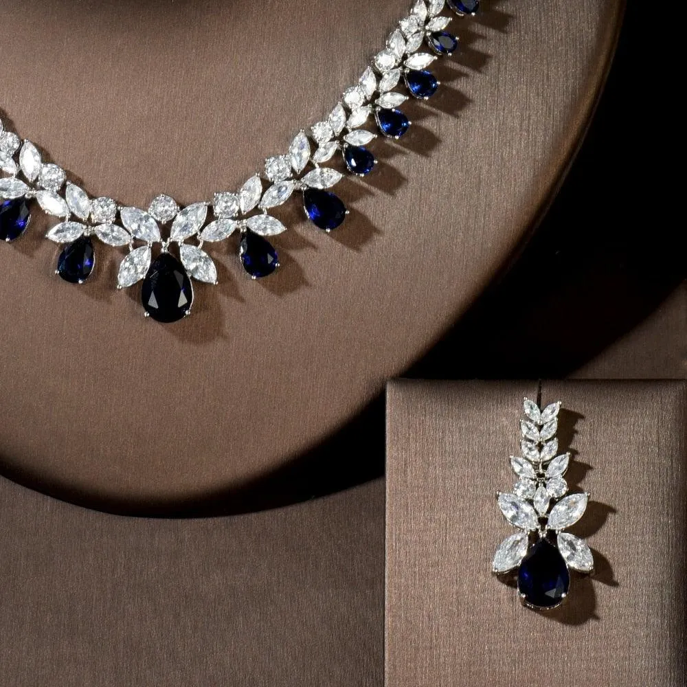 Lovely Fashion Teardrop AAA  Cubic Zirconia Diamonds Necklace Set