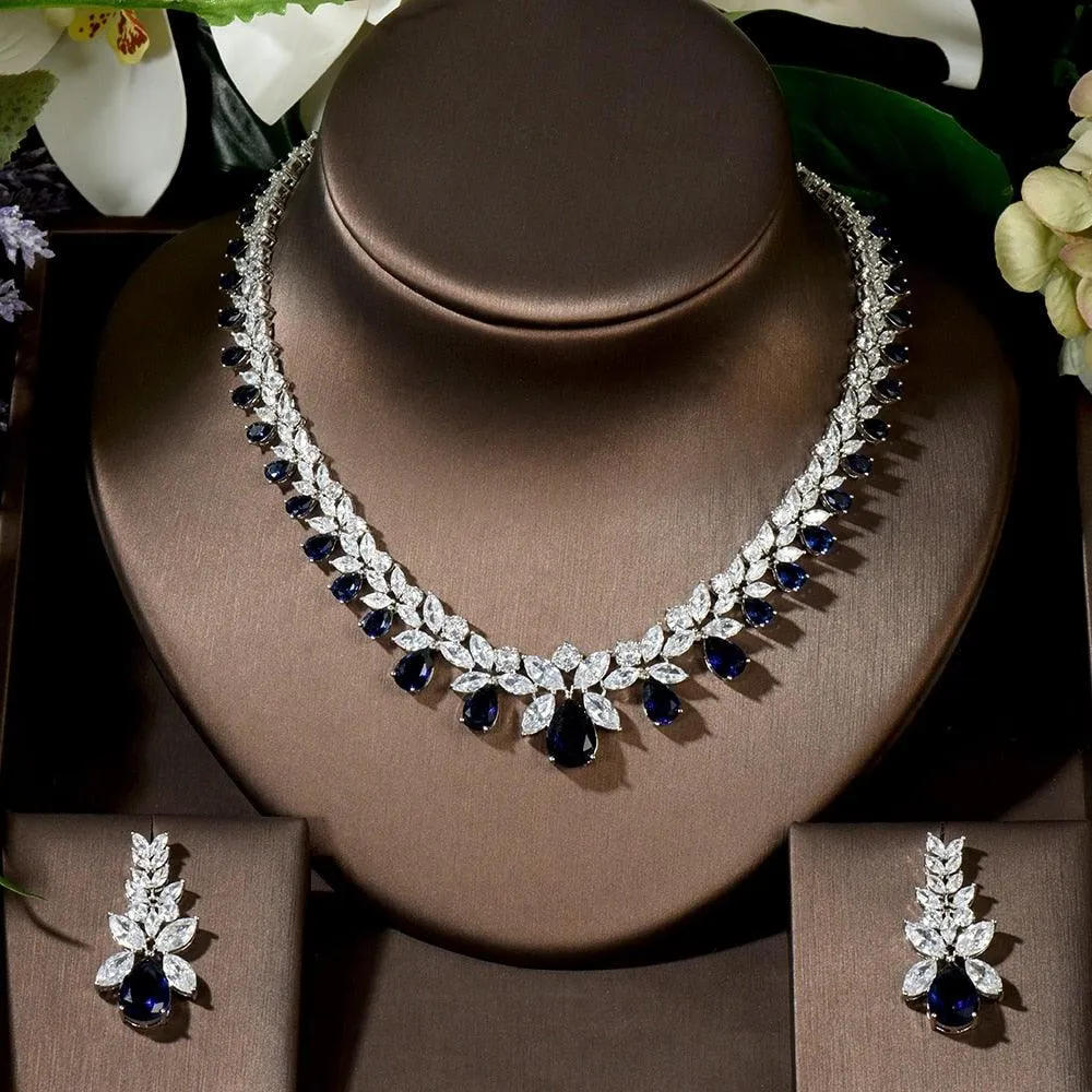 Lovely Fashion Teardrop AAA  Cubic Zirconia Diamonds Necklace Set