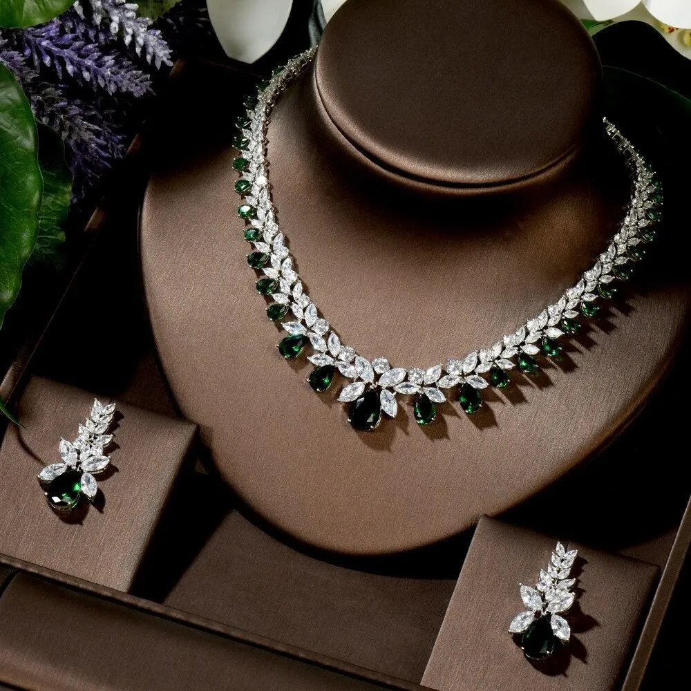 Lovely Fashion Teardrop AAA  Cubic Zirconia Diamonds Necklace Set