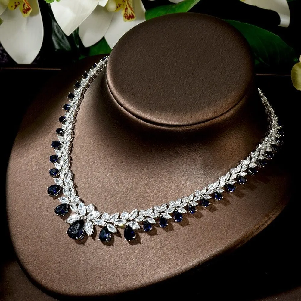Lovely Fashion Teardrop AAA  Cubic Zirconia Diamonds Necklace Set