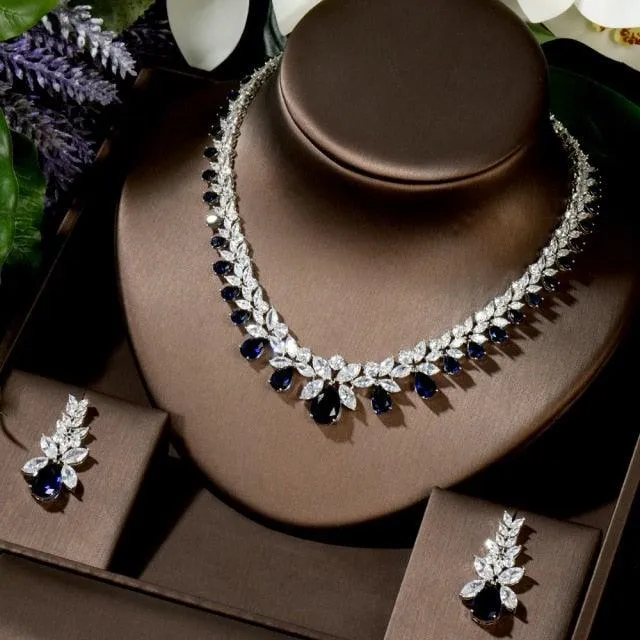Lovely Fashion Teardrop AAA  Cubic Zirconia Diamonds Necklace Set