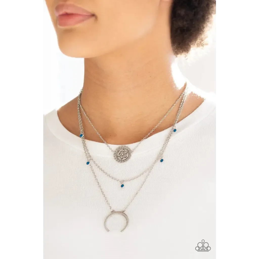 Lunar Lotus -  Blue Necklace