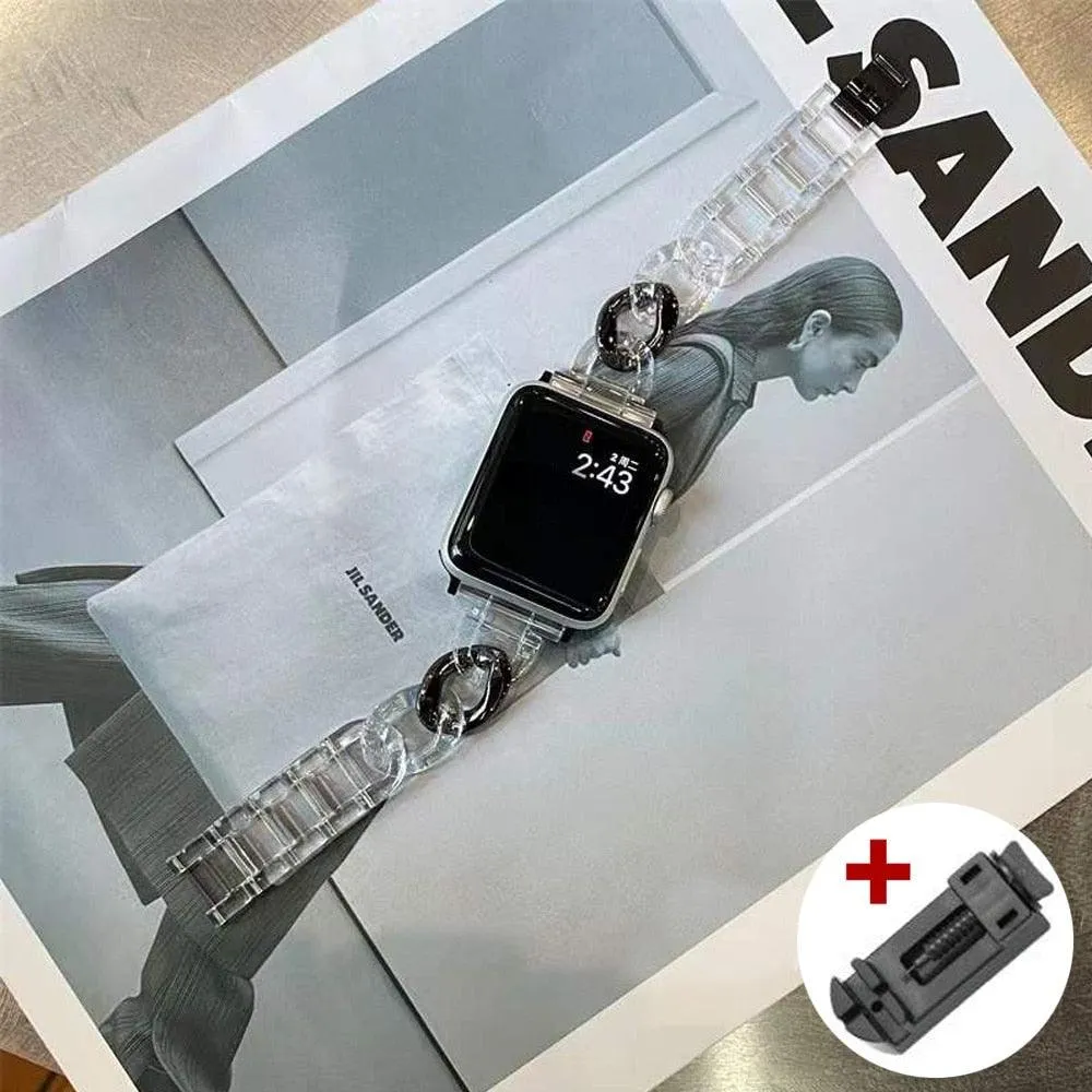 Luxury Women's Chain Link Stainless Steel Watch Band for Apple Watch 8 7 6 5 4 Ultra
