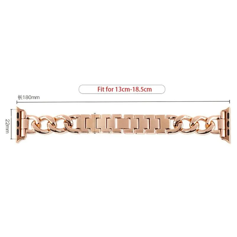 Luxury Women's Chain Link Stainless Steel Watch Band for Apple Watch 8 7 6 5 4 Ultra