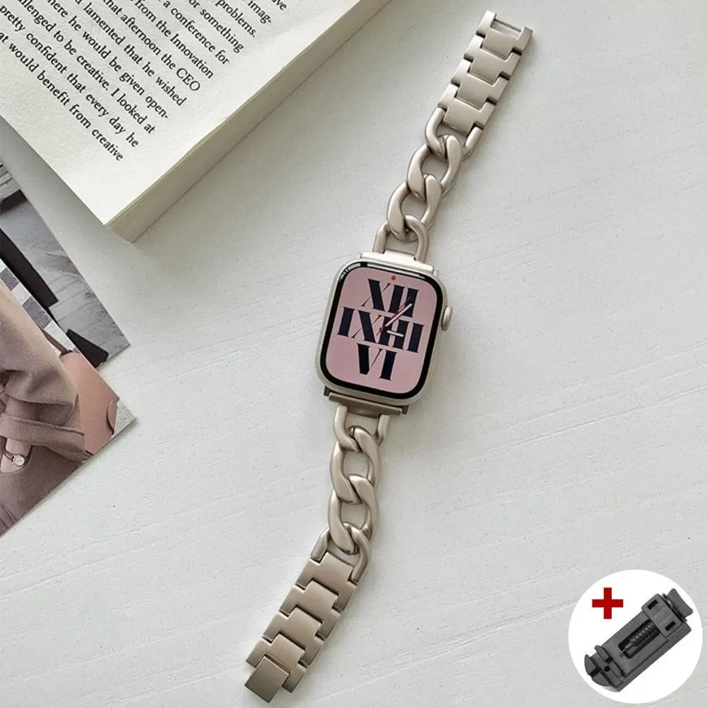Luxury Women's Chain Link Stainless Steel Watch Band for Apple Watch 8 7 6 5 4 Ultra