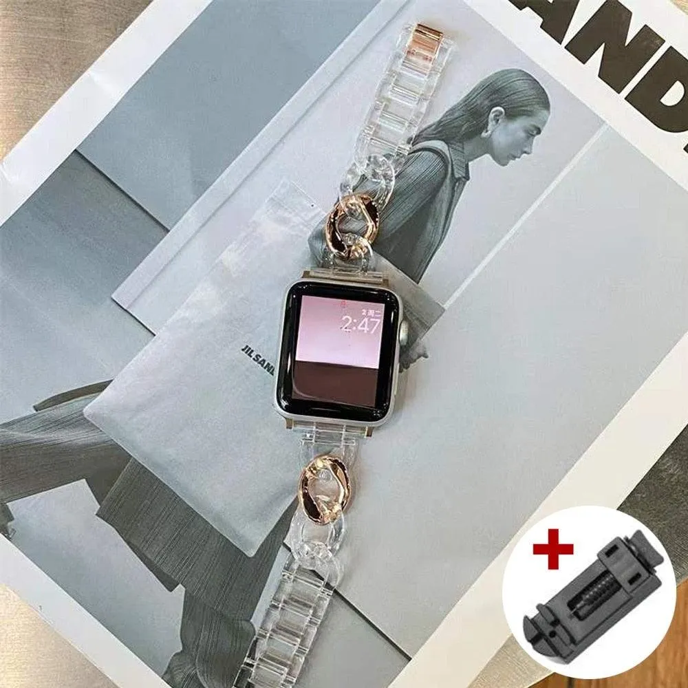 Luxury Women's Chain Link Stainless Steel Watch Band for Apple Watch 8 7 6 5 4 Ultra