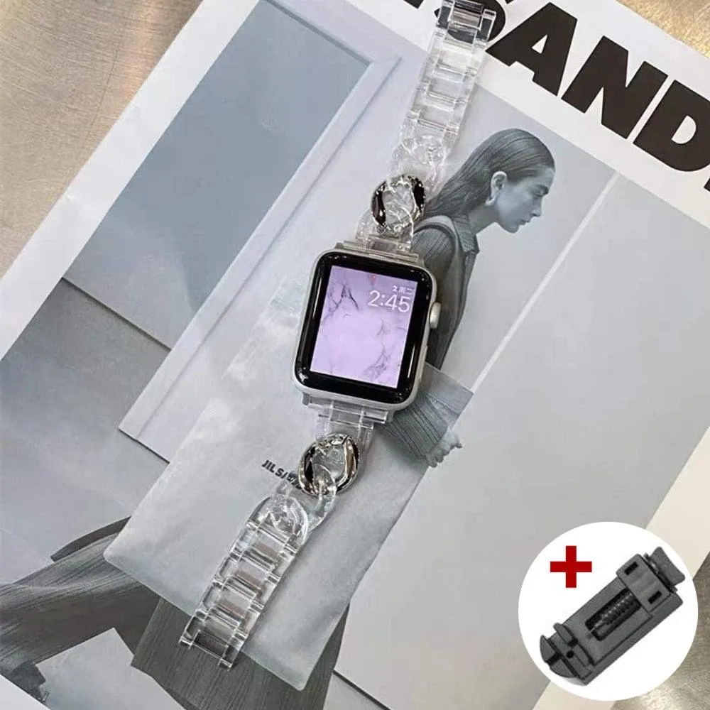 Luxury Women's Chain Link Stainless Steel Watch Band for Apple Watch 8 7 6 5 4 Ultra
