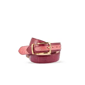 Mauri 0100/35 Men's Fuchsia & Ruby Red Exotic Ostrich Leg / Crocodile Belt (MAB1035)