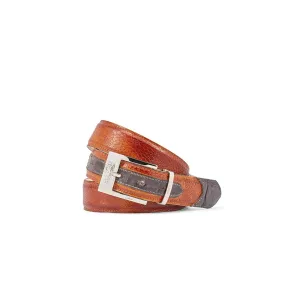 Mauri 0100/35 Men's Mustard & Olive Exotic Crocodile / Ostrich Leg Belt (MAB1040)