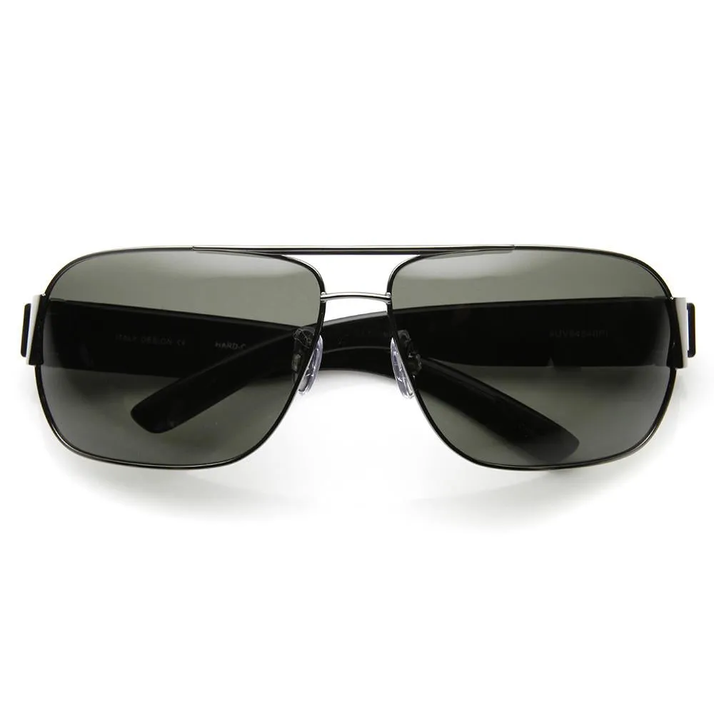Mens Premium Polarized Lens Large Square Aviator Sunglasses 9269