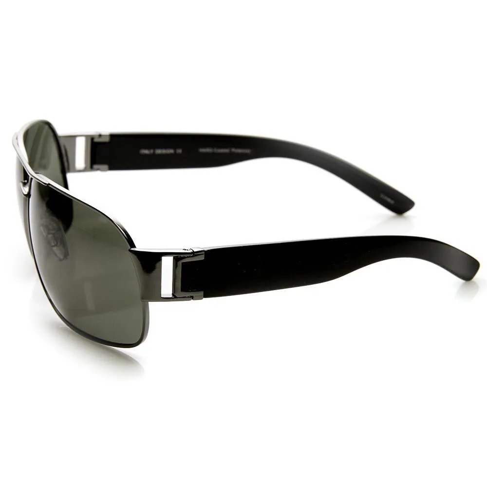 Mens Premium Polarized Lens Large Square Aviator Sunglasses 9269