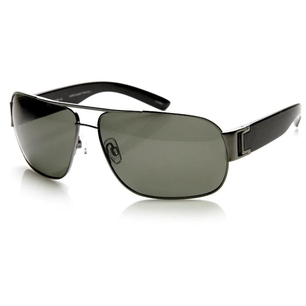 Mens Premium Polarized Lens Large Square Aviator Sunglasses 9269