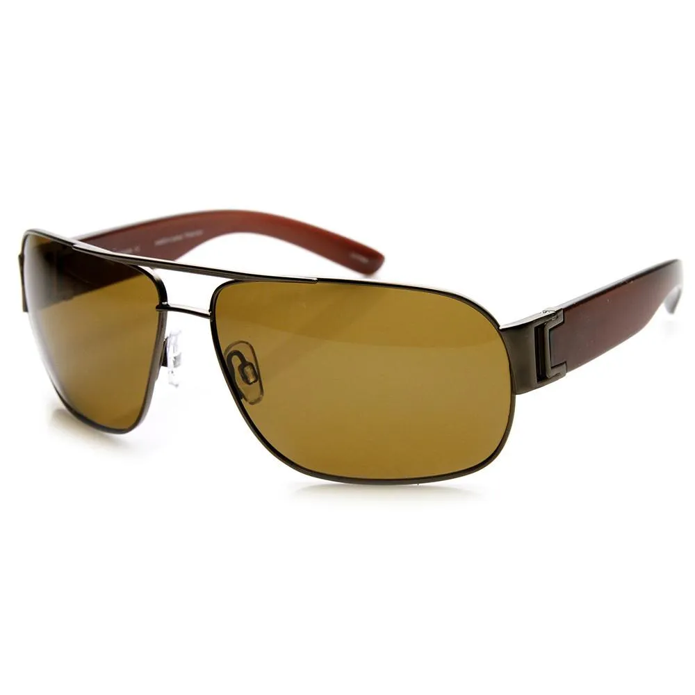 Mens Premium Polarized Lens Large Square Aviator Sunglasses 9269