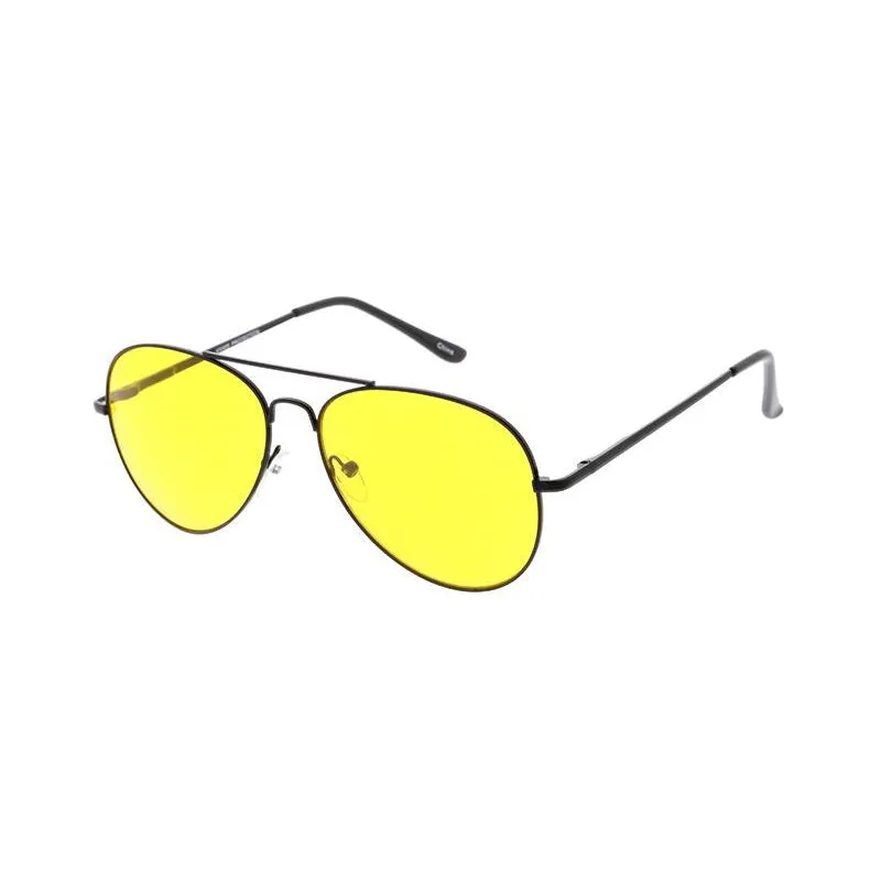 Metal Aviator Sunglasses Spring Temples with Yellow Lens