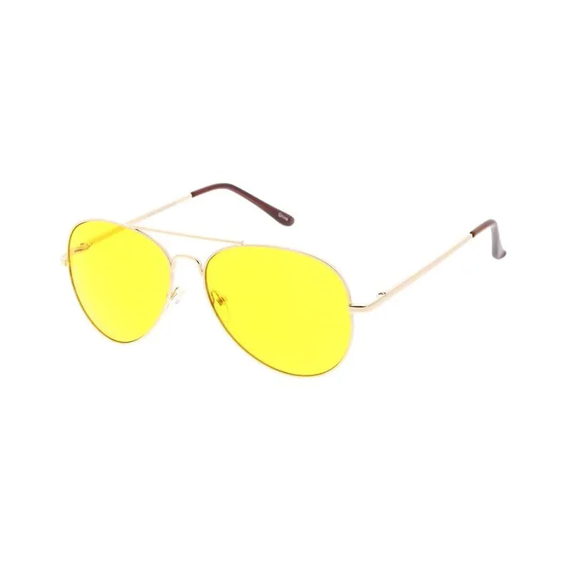 Metal Aviator Sunglasses Spring Temples with Yellow Lens
