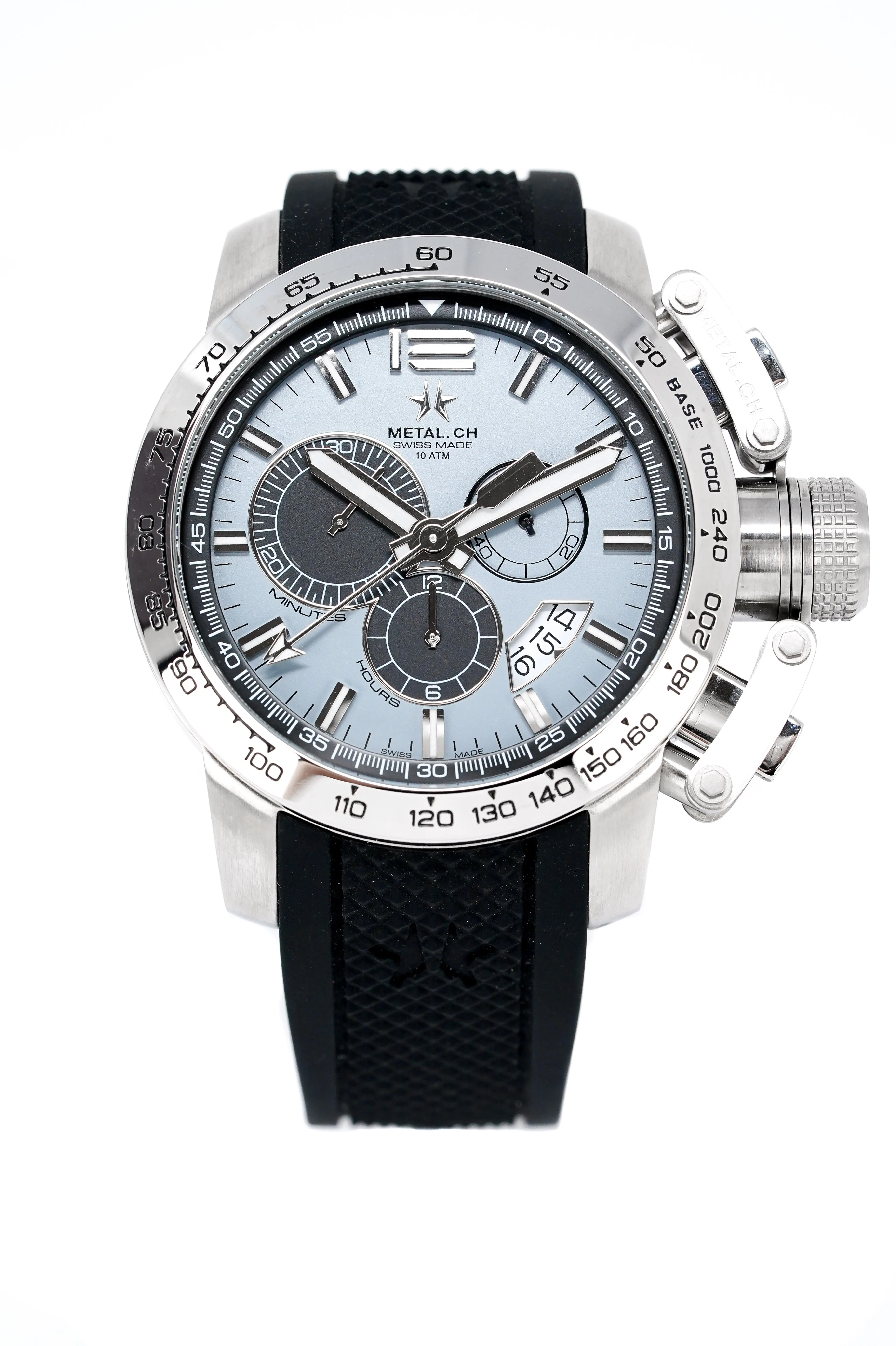 Metal.ch Men's Chronograph Watch 44MM Chronosport Date Black/Grey 4150.44