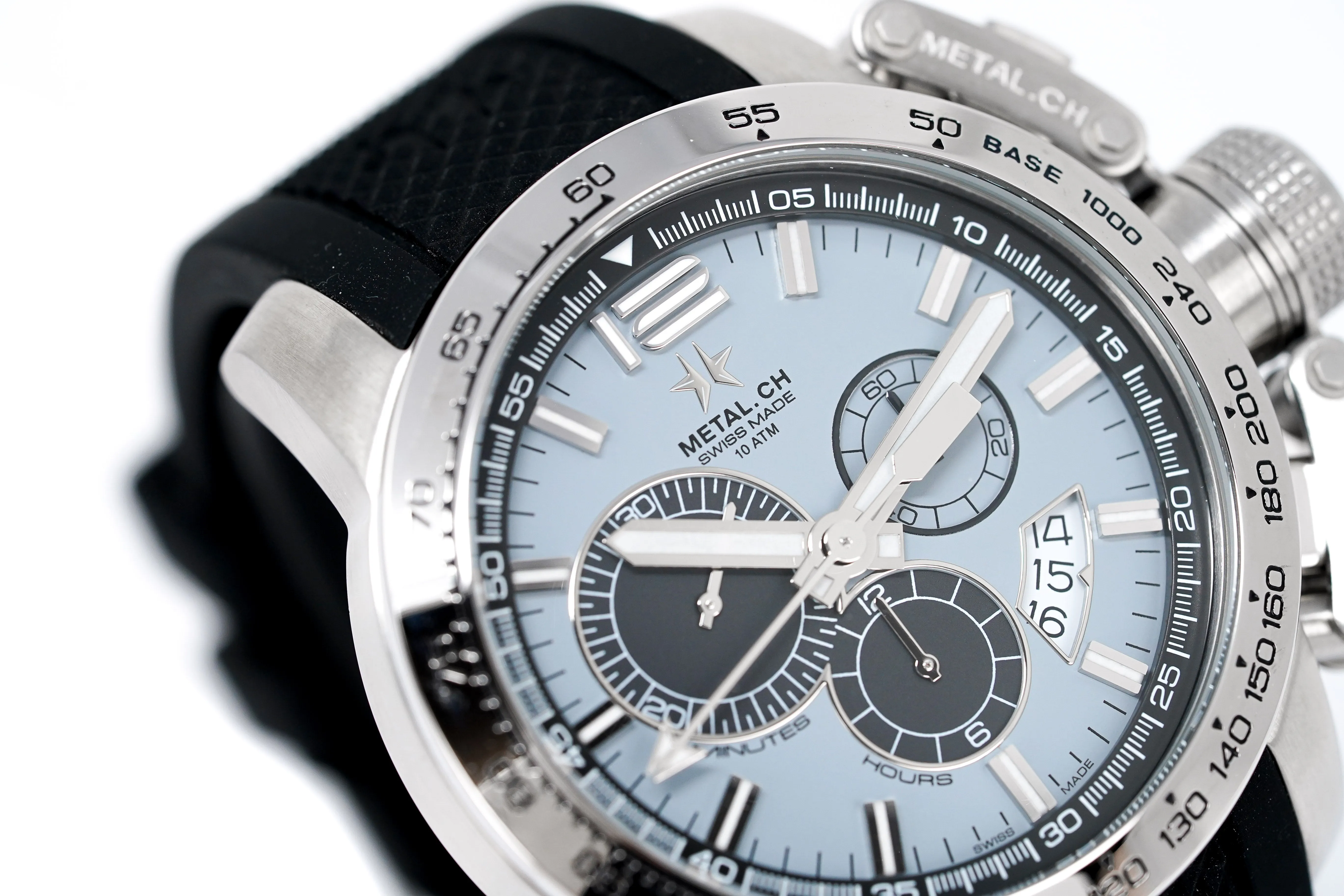 Metal.ch Men's Chronograph Watch 44MM Chronosport Date Black/Grey 4150.44
