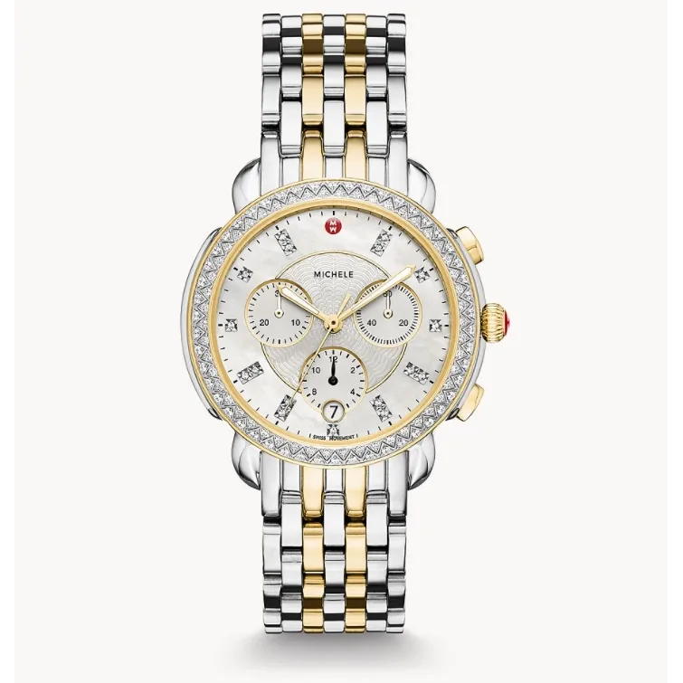 Michele Sidney Diamond Two-Tone Diamond Dial Watch 38mm Quartz