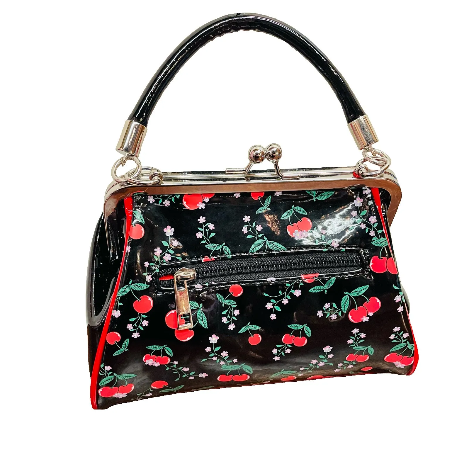 Mini Cherry Print Classic Kisslock Handbag