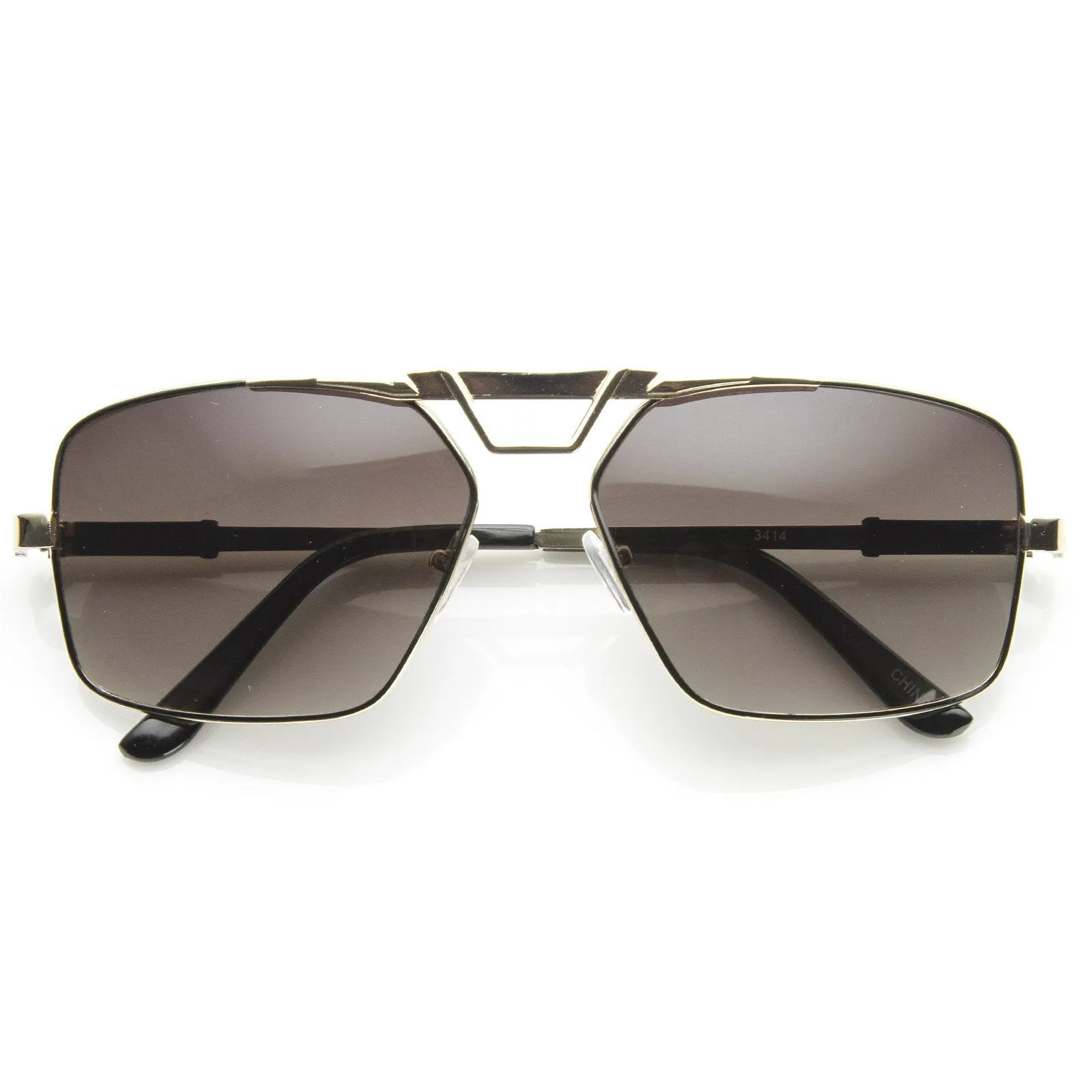 Modern Mens GQ Fashion Large Square Metal Frame Aviator Sunglasses 8988