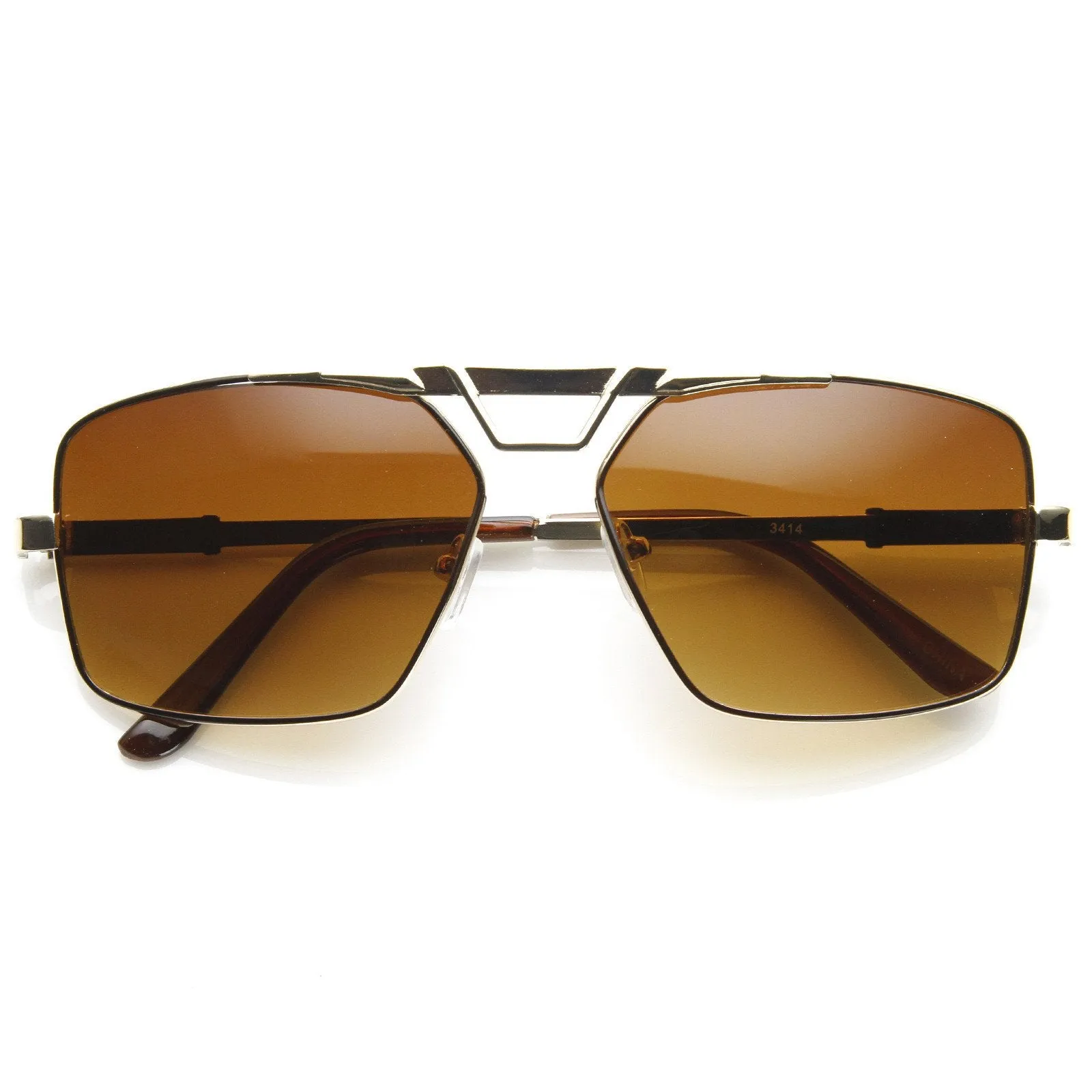 Modern Mens GQ Fashion Large Square Metal Frame Aviator Sunglasses 8988