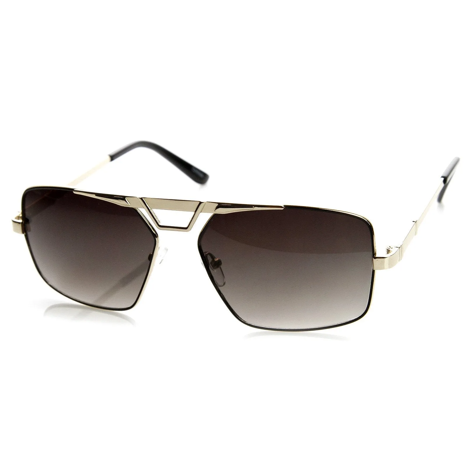 Modern Mens GQ Fashion Large Square Metal Frame Aviator Sunglasses 8988