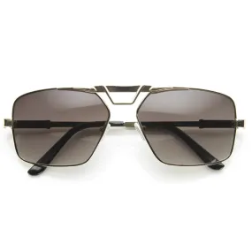 Modern Mens GQ Fashion Large Square Metal Frame Aviator Sunglasses 8988