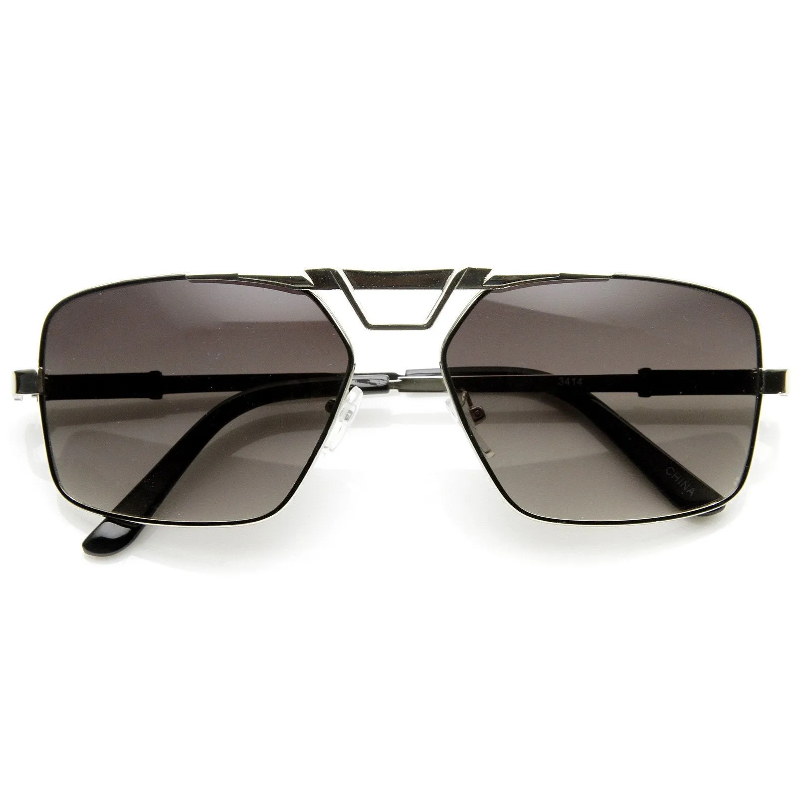 Modern Mens GQ Fashion Large Square Metal Frame Aviator Sunglasses 8988