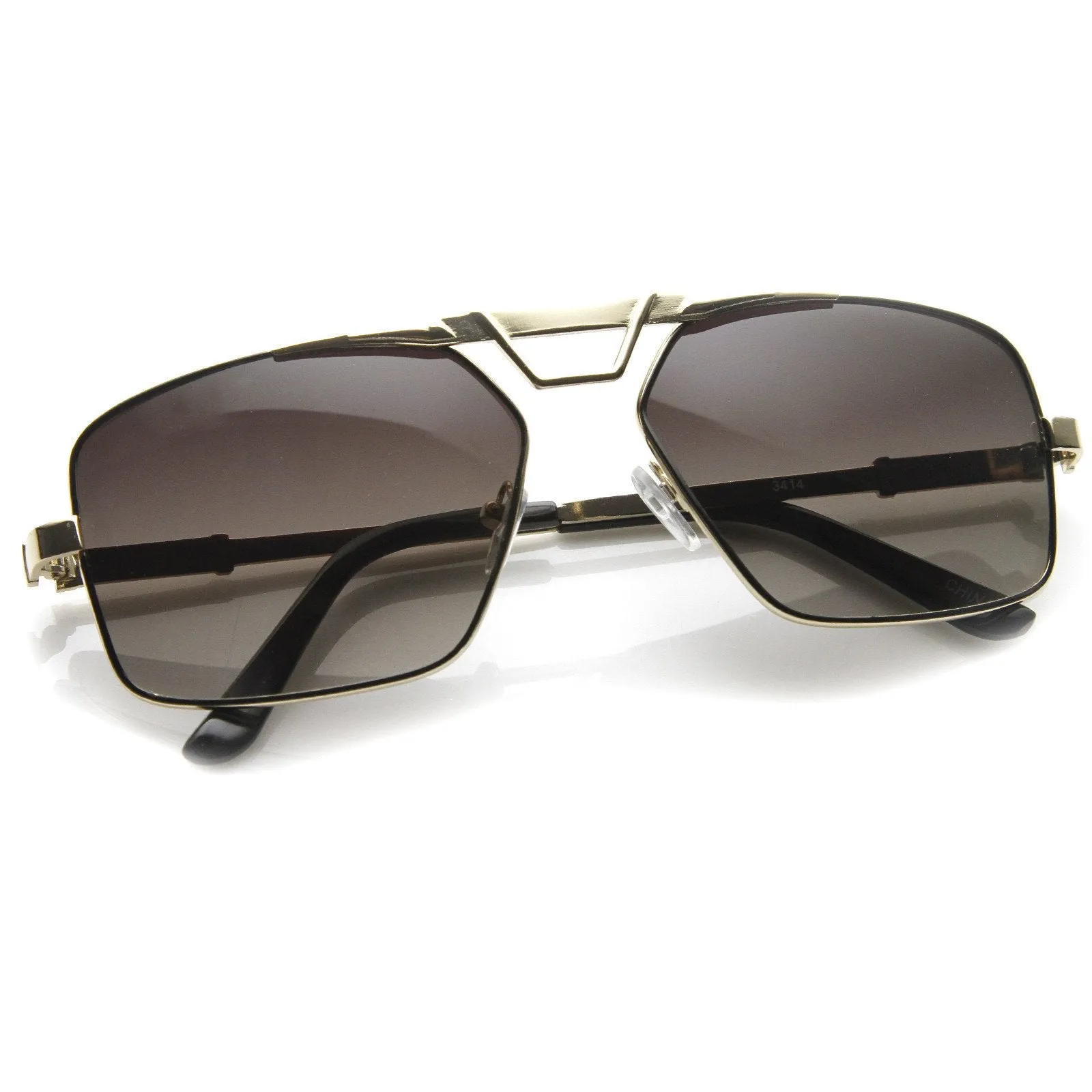 Modern Mens GQ Fashion Large Square Metal Frame Aviator Sunglasses 8988