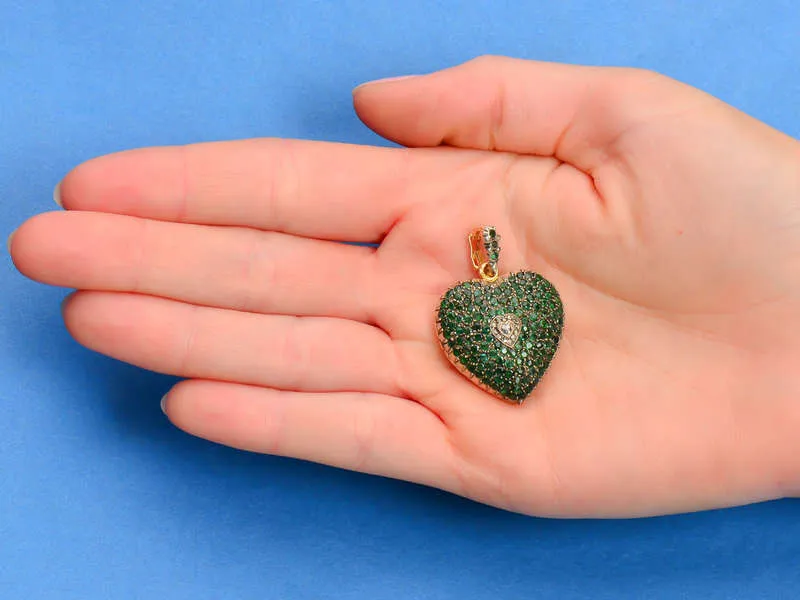 Mon Amour - French Emerald Diamond Heart Locket