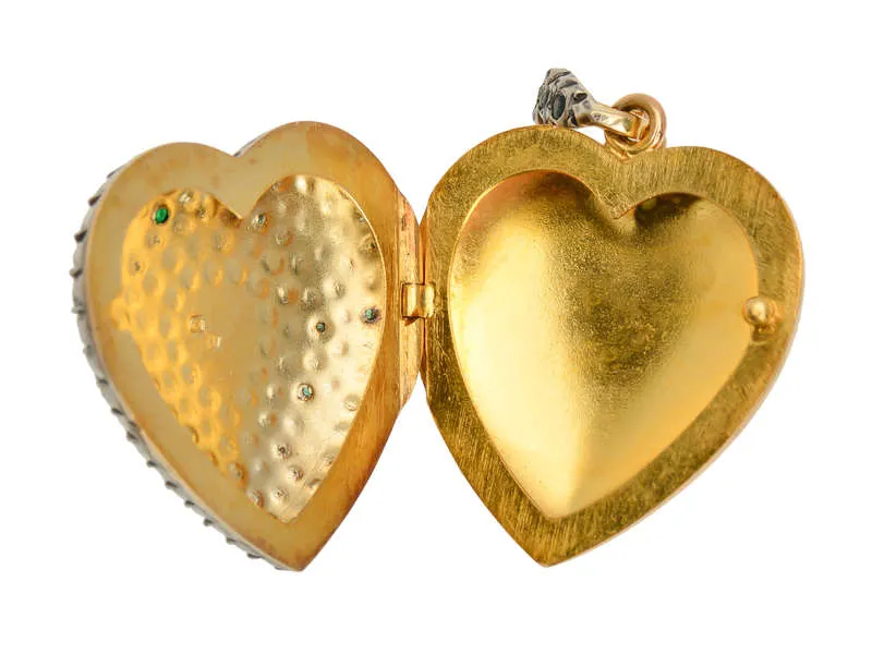 Mon Amour - French Emerald Diamond Heart Locket
