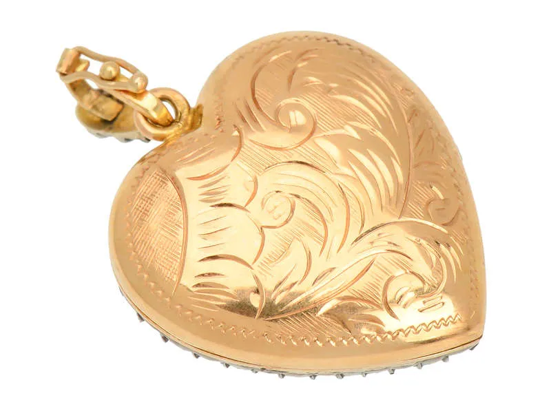 Mon Amour - French Emerald Diamond Heart Locket