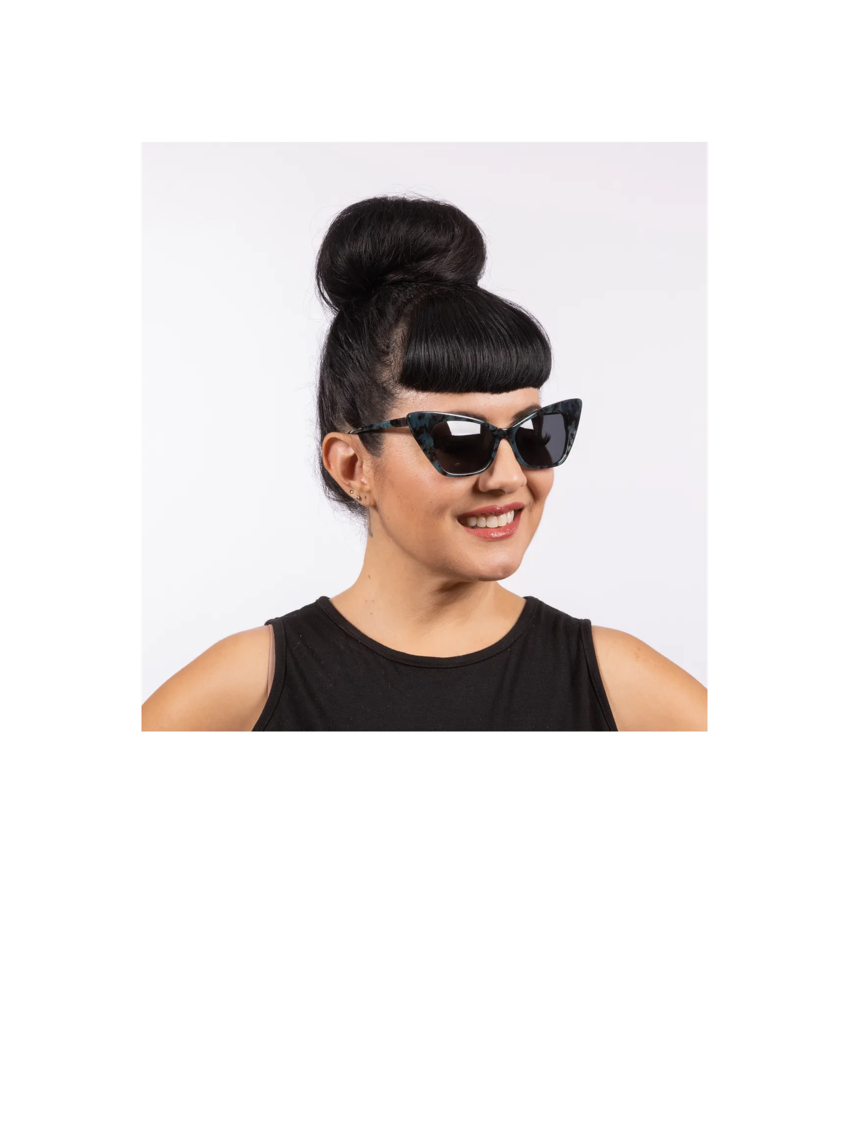 Monroe Sunglasses - Blue Tortoise Shell Acetate Frame with Dark Smoky Lens