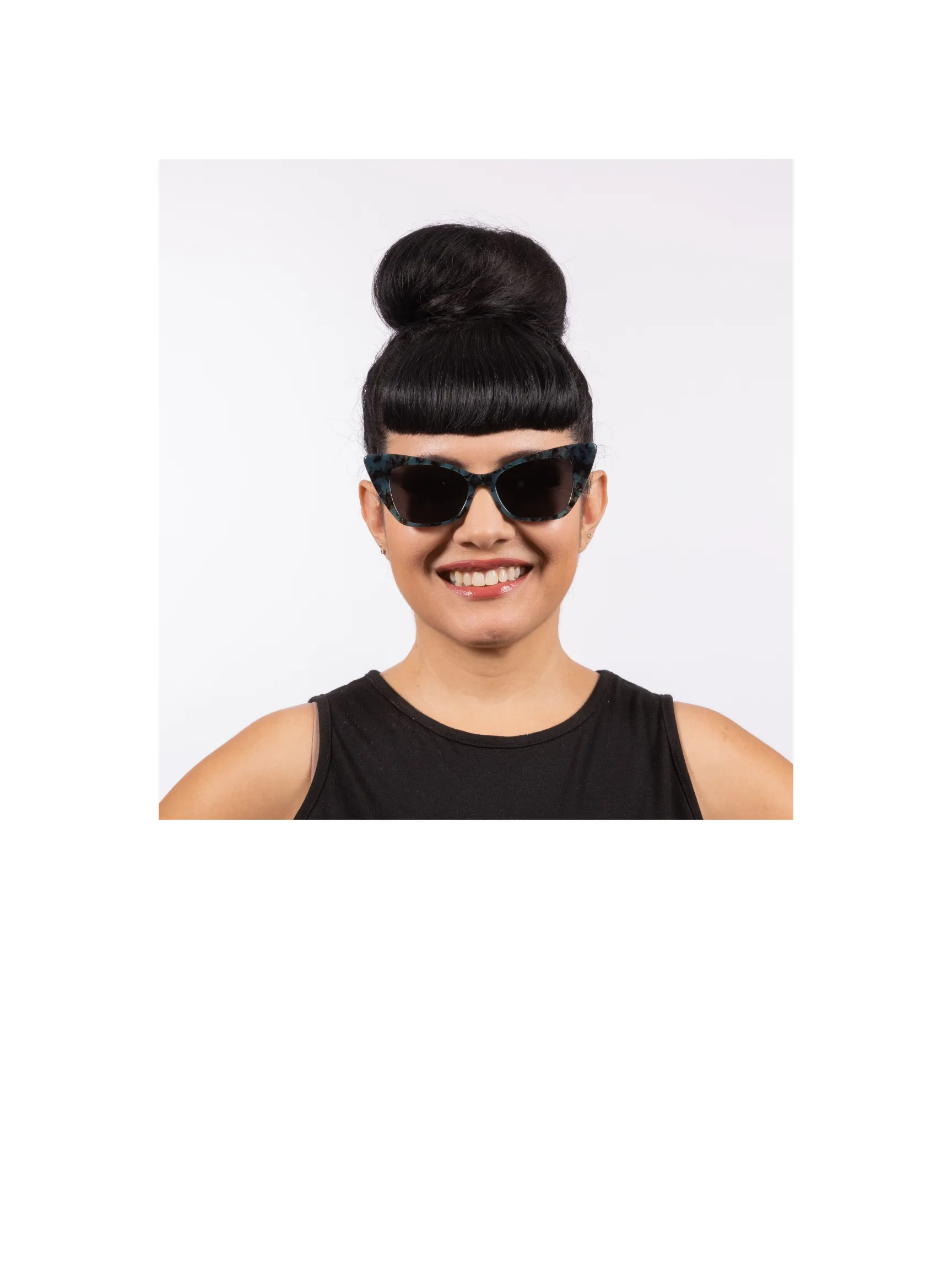 Monroe Sunglasses - Blue Tortoise Shell Acetate Frame with Dark Smoky Lens