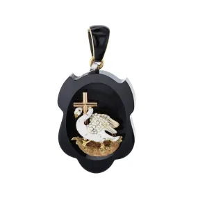Mourning Locket Swan Pendant