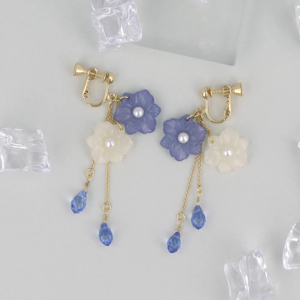 Nemophila Layered Drop Clip Ons