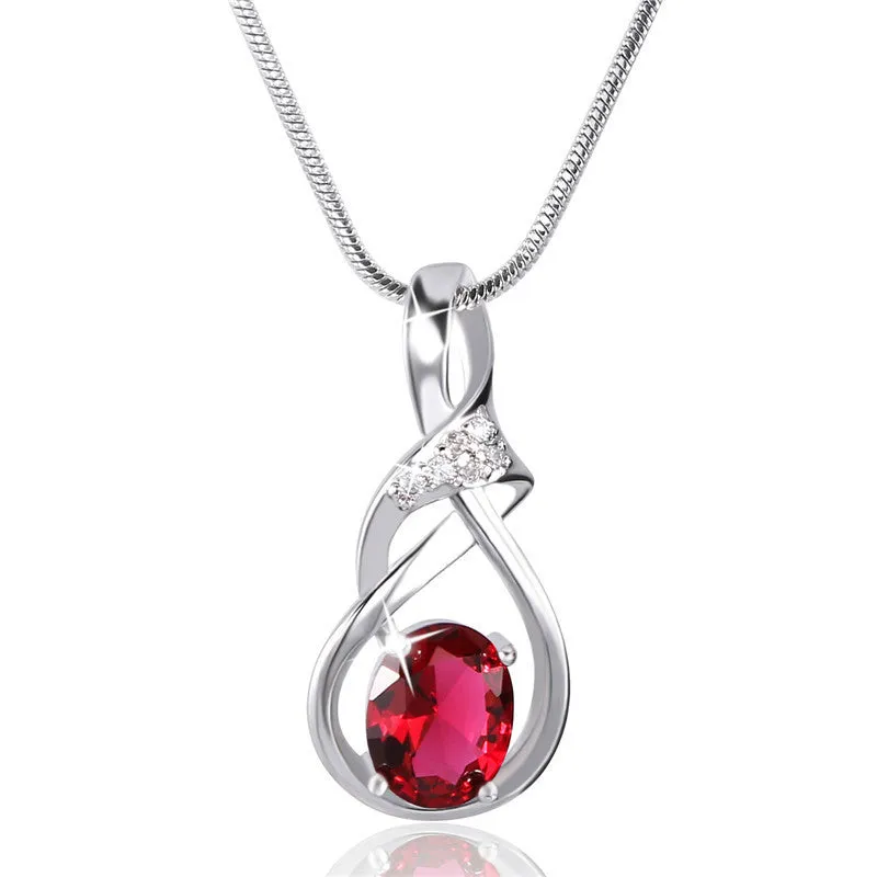 New Purple Crystal Wedding Jewelry for Women 18K Gold Plated Luxury Brand Statement Zirconia Pendant Necklace
